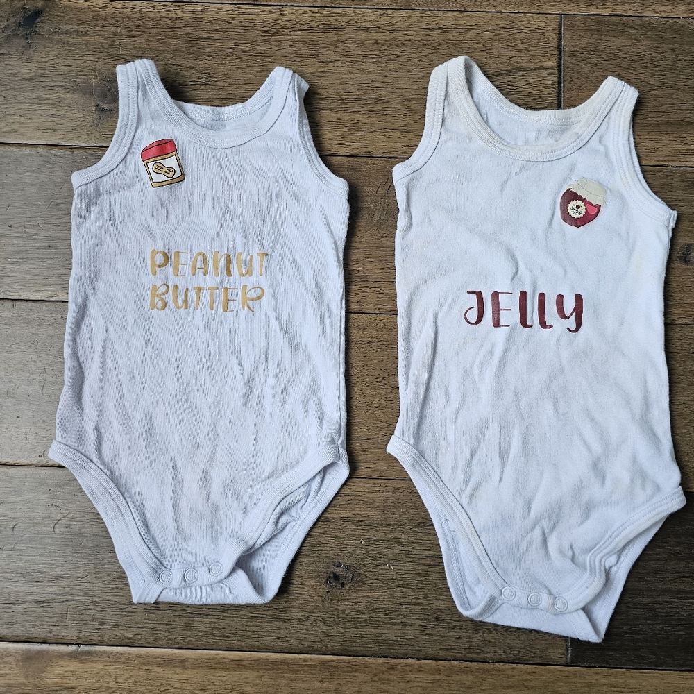 Baby Onesie Bundle 3β6M Peanut Butter & Jelly Graphics (2 Pack)